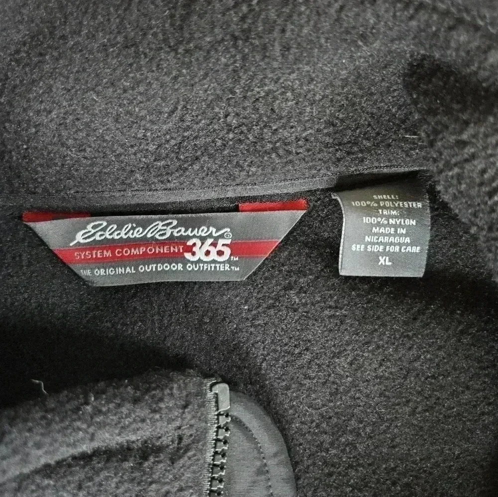 Eddie Bauer 365 mens fleece black full zip outdoor vest size XL